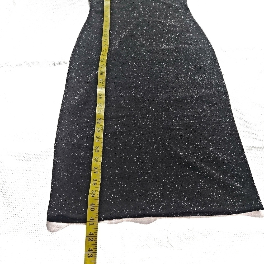 Poison Ivy Black Metallic Sparkle Midi Black Dress - Picture 8 of 8